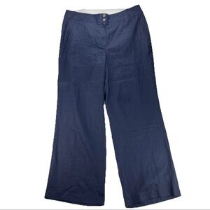NWT Boden Pants US Sz 20-22 Wide Leg 100% Linen Navy Blue Women Career Casual